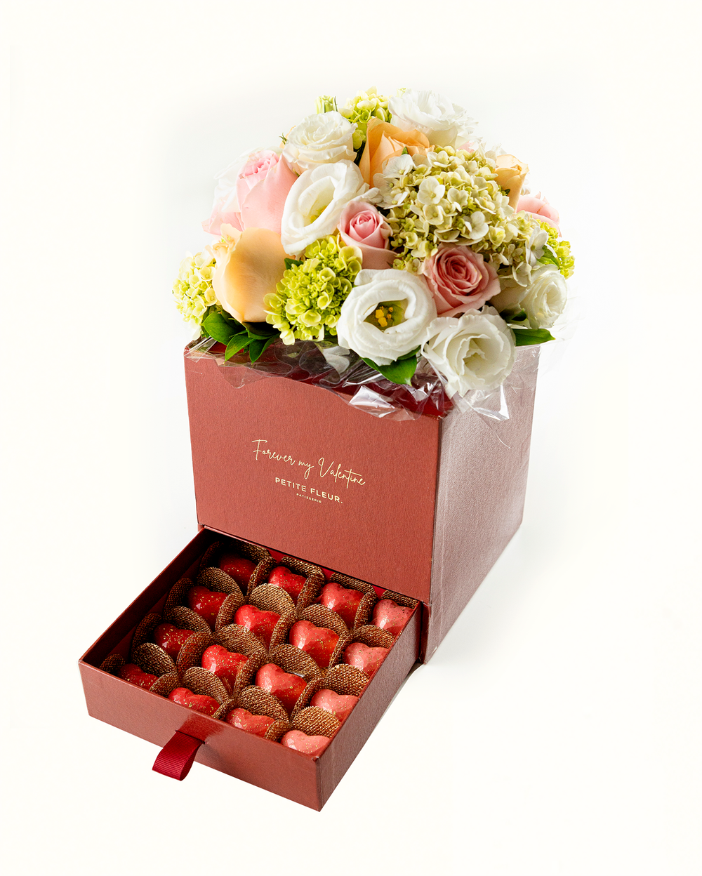 Caixa bouquet com 16 doces Verbena Forever my Valentine