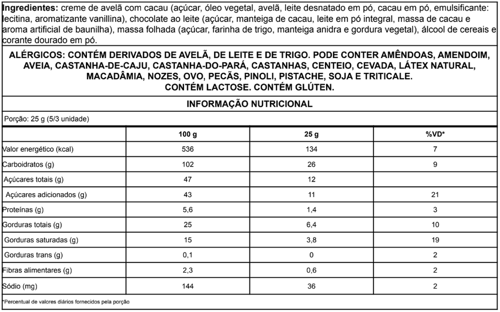 Informação nutricional 