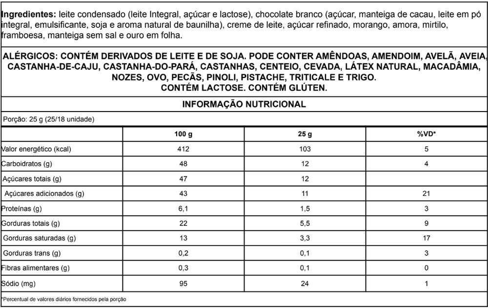 Informação nutricional