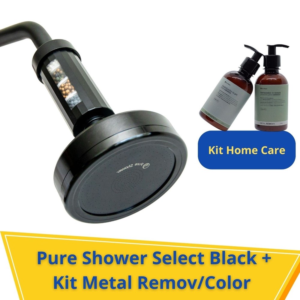 Pure Shower Black + Kit Home Care Metal Remov Color Improv