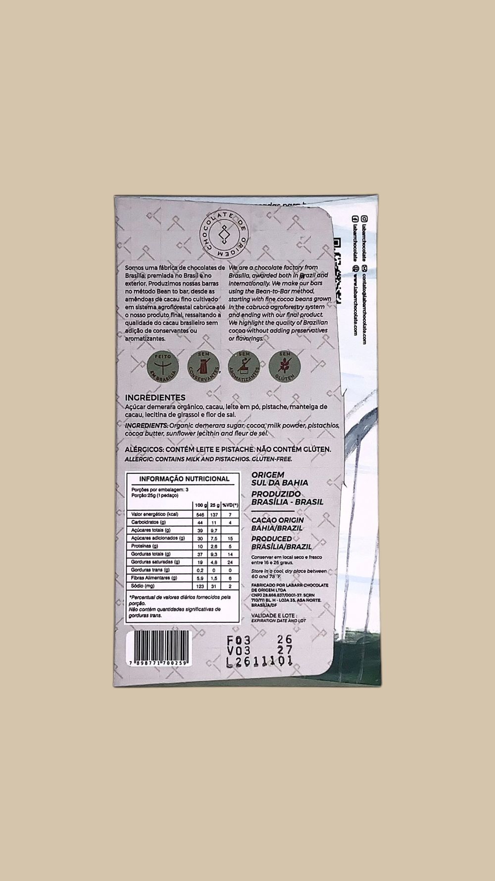 42% Cacau Pistache e Flor de Sal