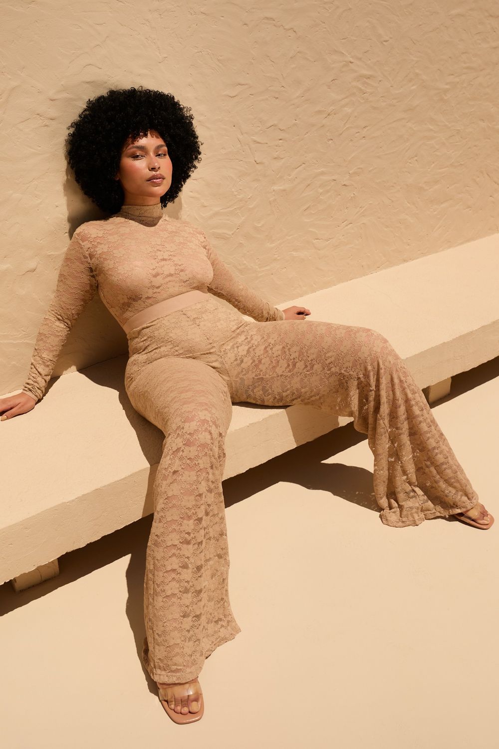 CALÇA LOUNGE RENDA BEGE | LOUNGE BEIGE LACE PANTS