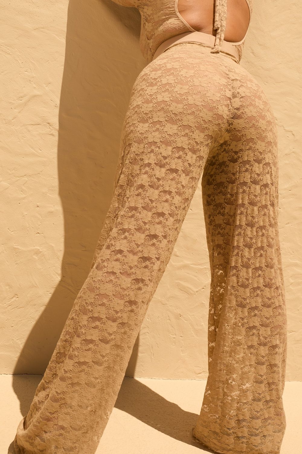 CALÇA LOUNGE RENDA BEGE | LOUNGE BEIGE LACE PANTS