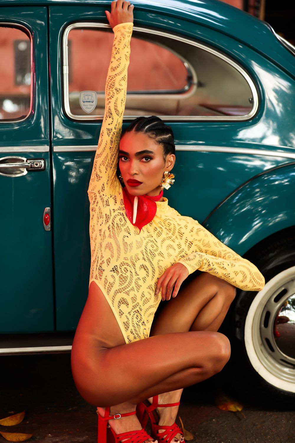 BODY CINDY LACE AMARELO | YELLOW LACE CINDY BODYSUIT