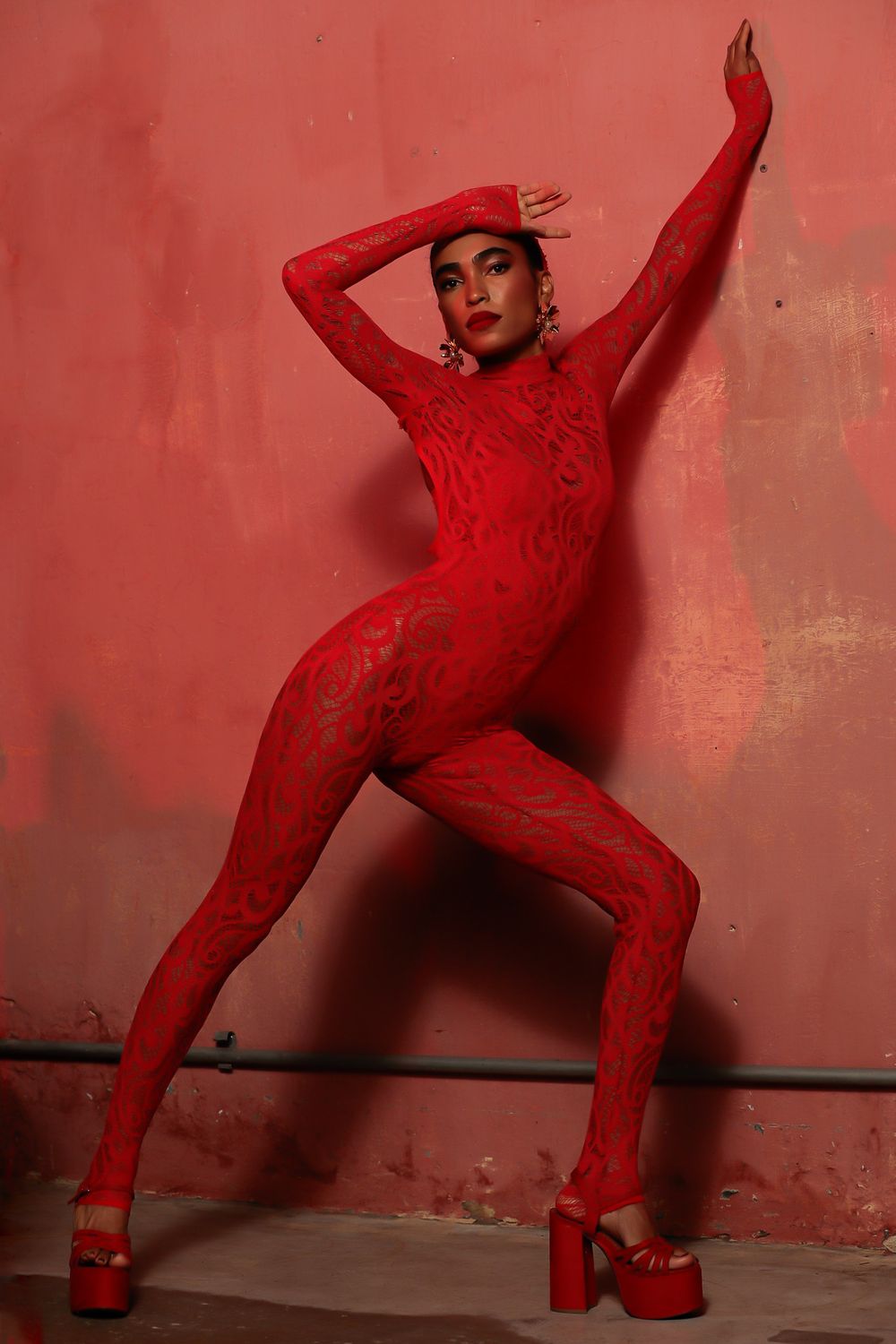 CATSUIT CINDY LACE VERMELHO | RED LACE CINDY CATSUIT