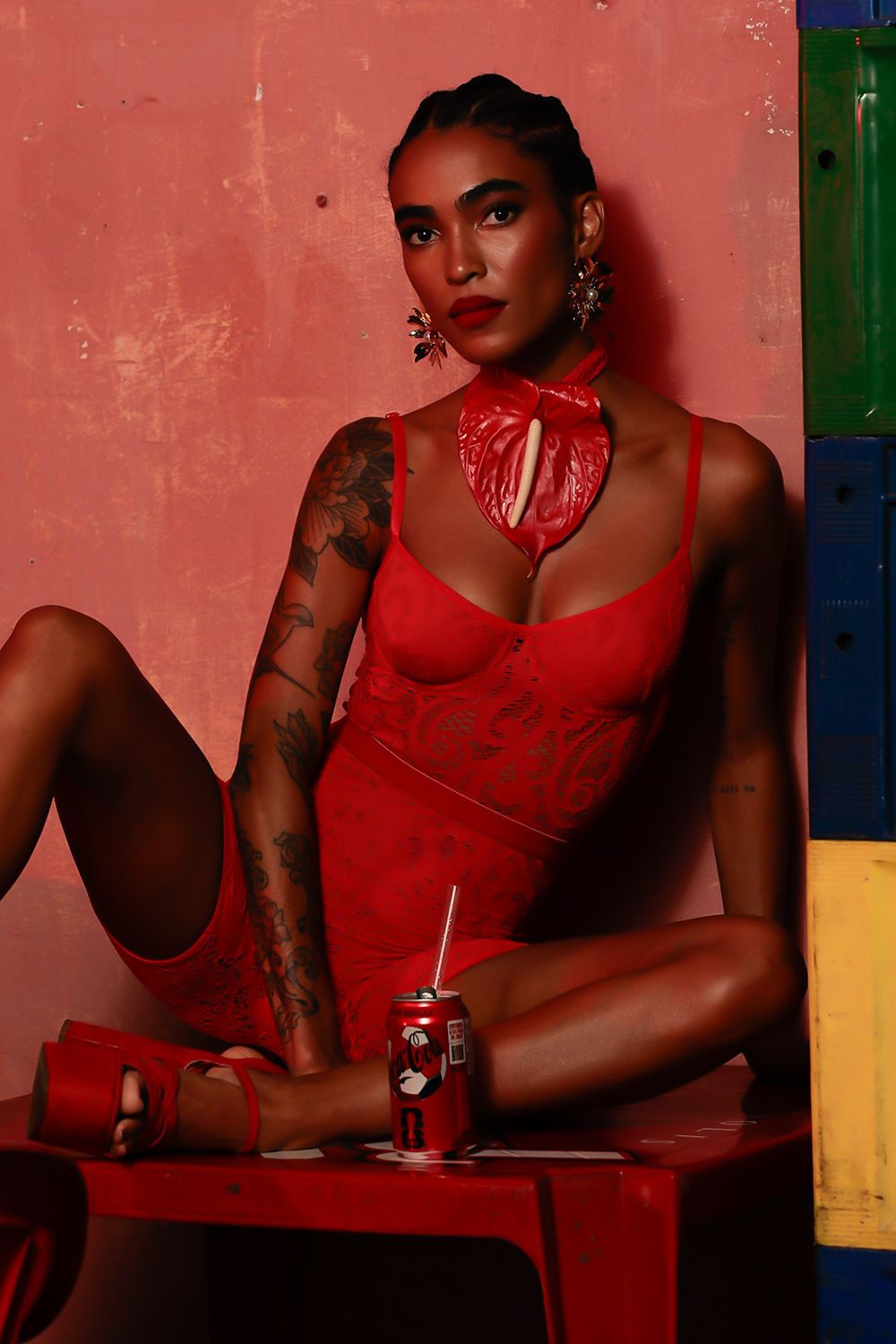 BODY DEMI LACE VERMELHO | RED LACE DEMI BODYSUIT