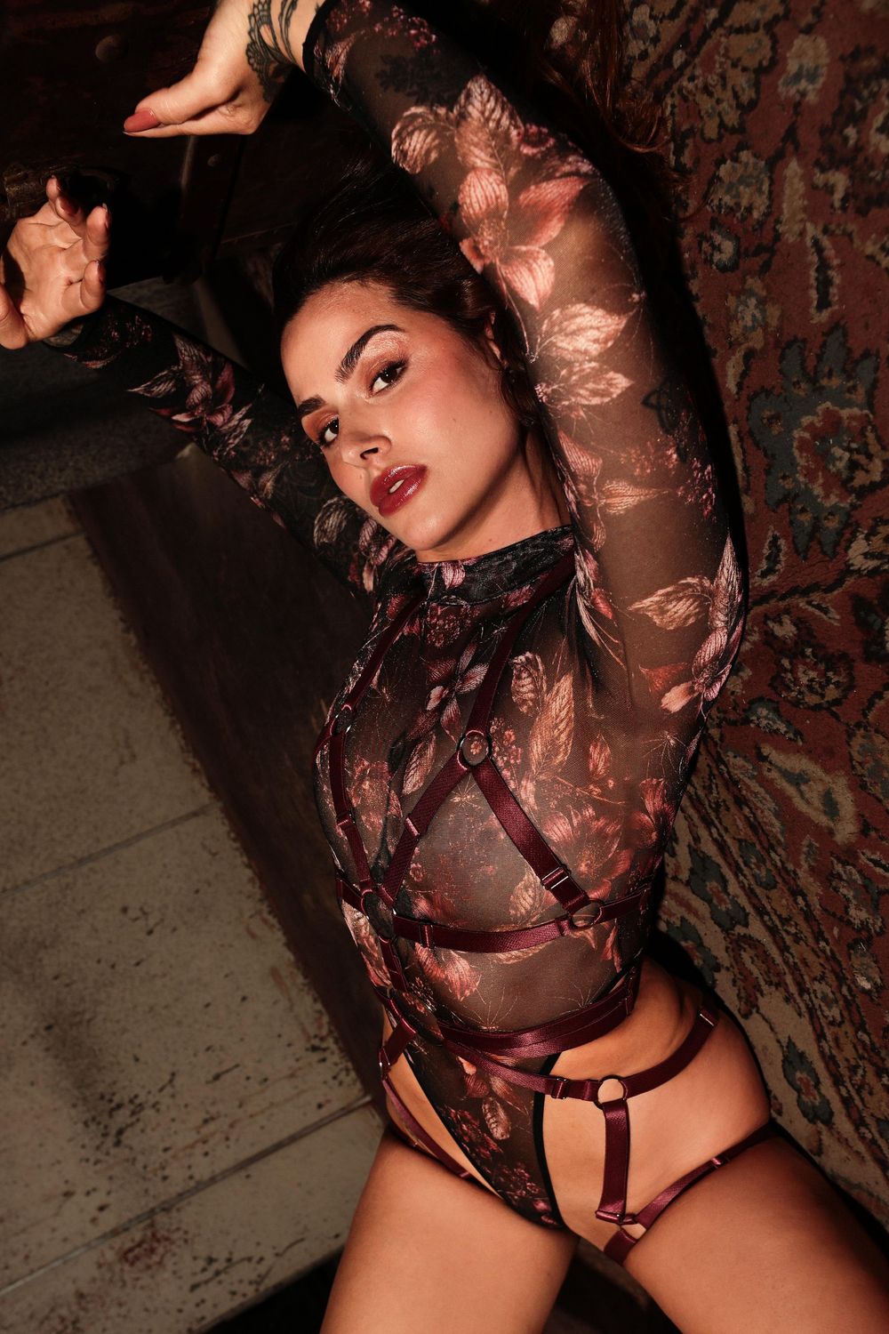 BODY HARNESS HALO BORDÔ/PRATA | BURGUNDY/SILVER BODY HARNESS HALO