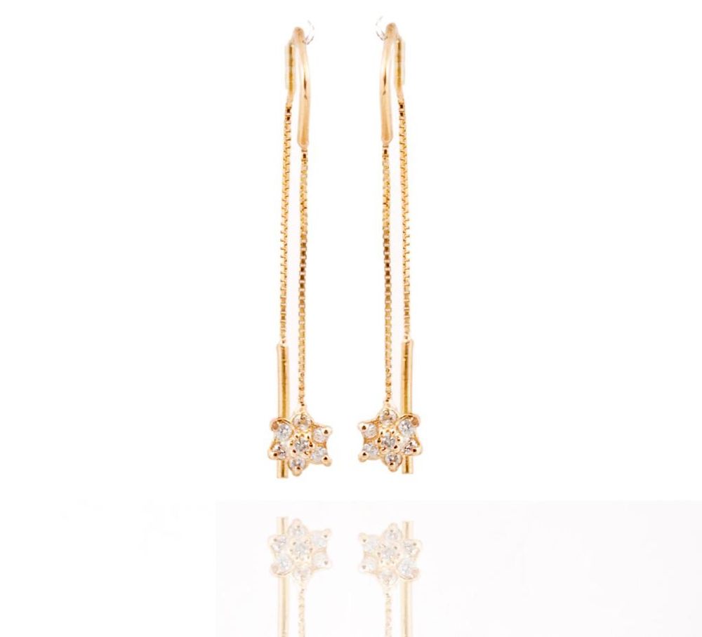 Brinco Estrela Brilhantes Ouro 18k