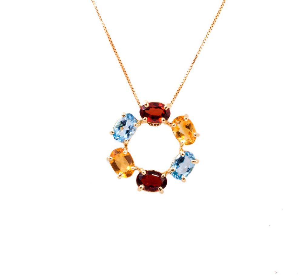 Colar com Pedras Brasileiras Ouro 18k