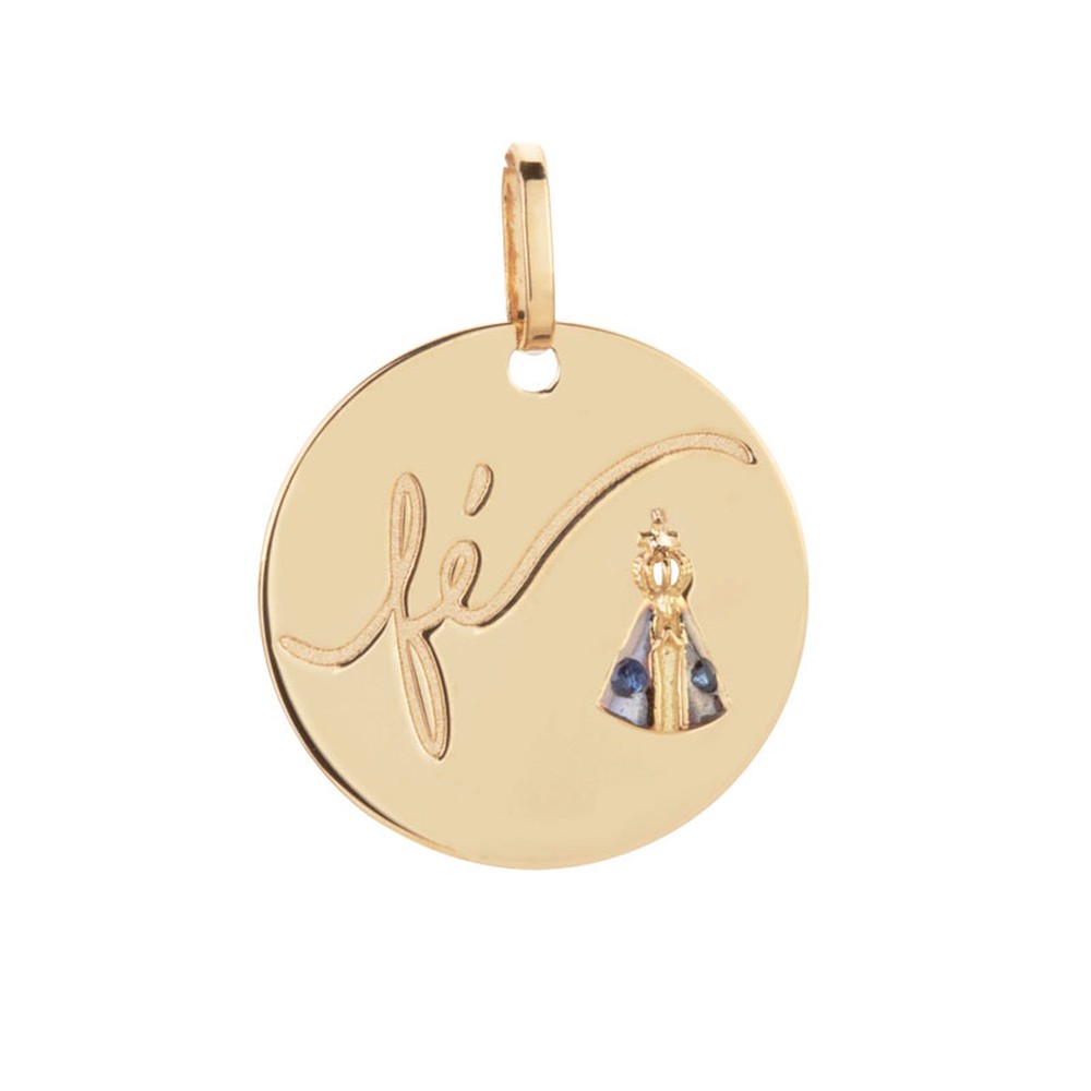 Pingente Fé Nossa Senhora Ouro 18k