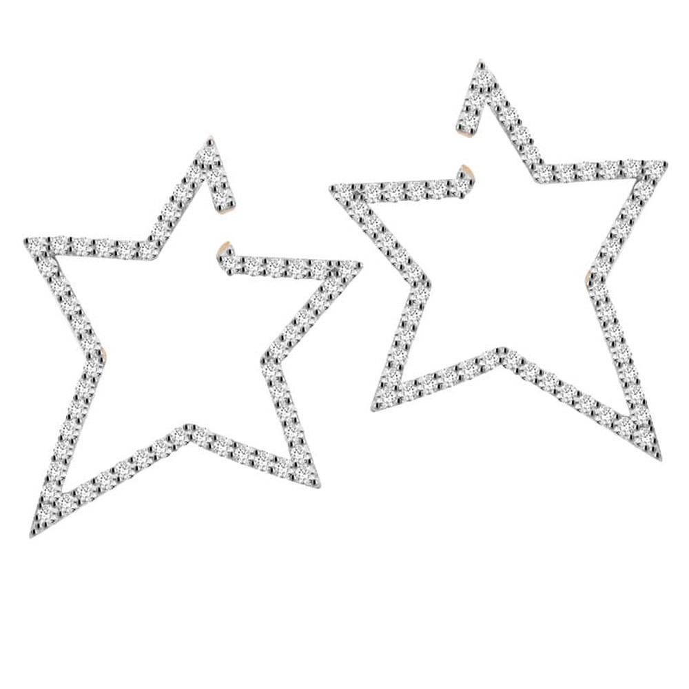 Brinco Estrela Diamante Ouro 18k