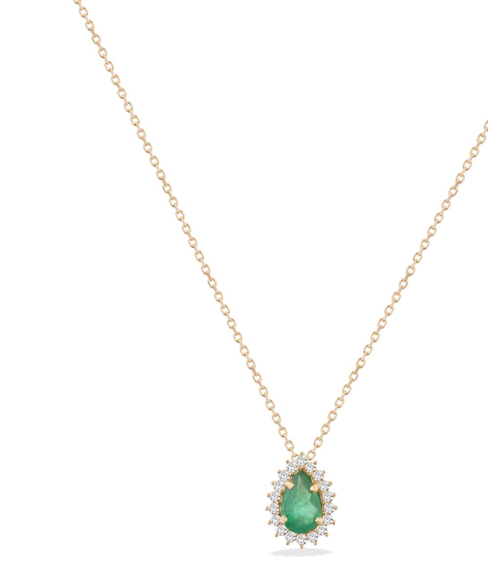 Colar Esmeralda Luz Ouro 18k com Diamantes Cravejados