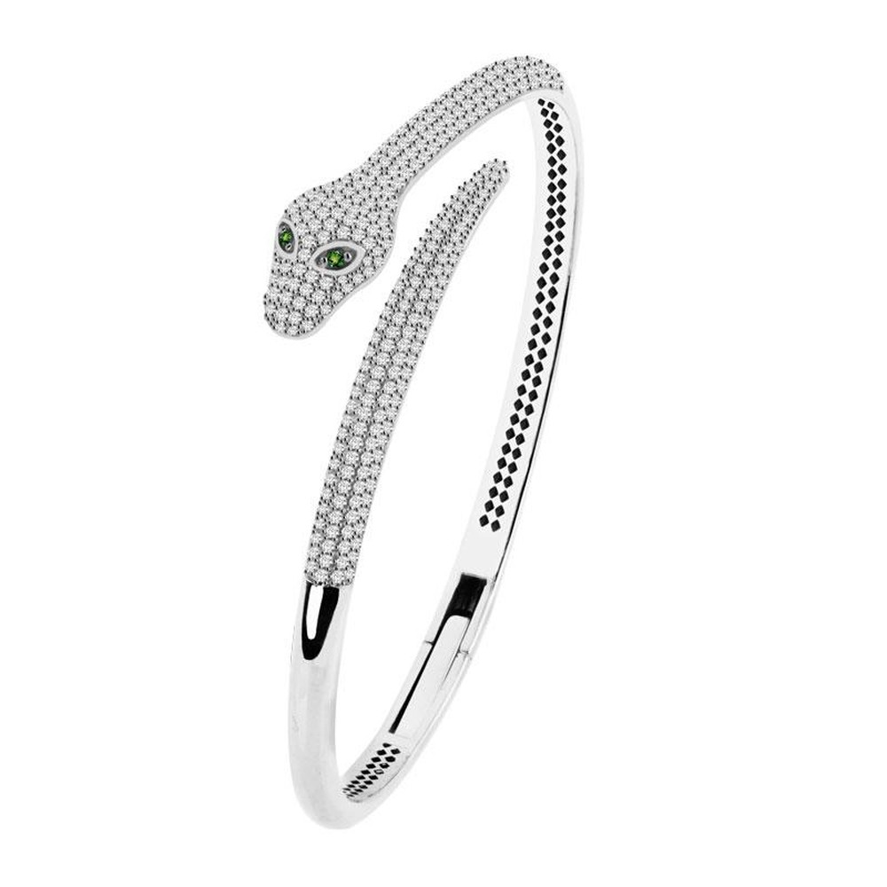 Bracelete Cobra Esmeralda e Diamante 18k