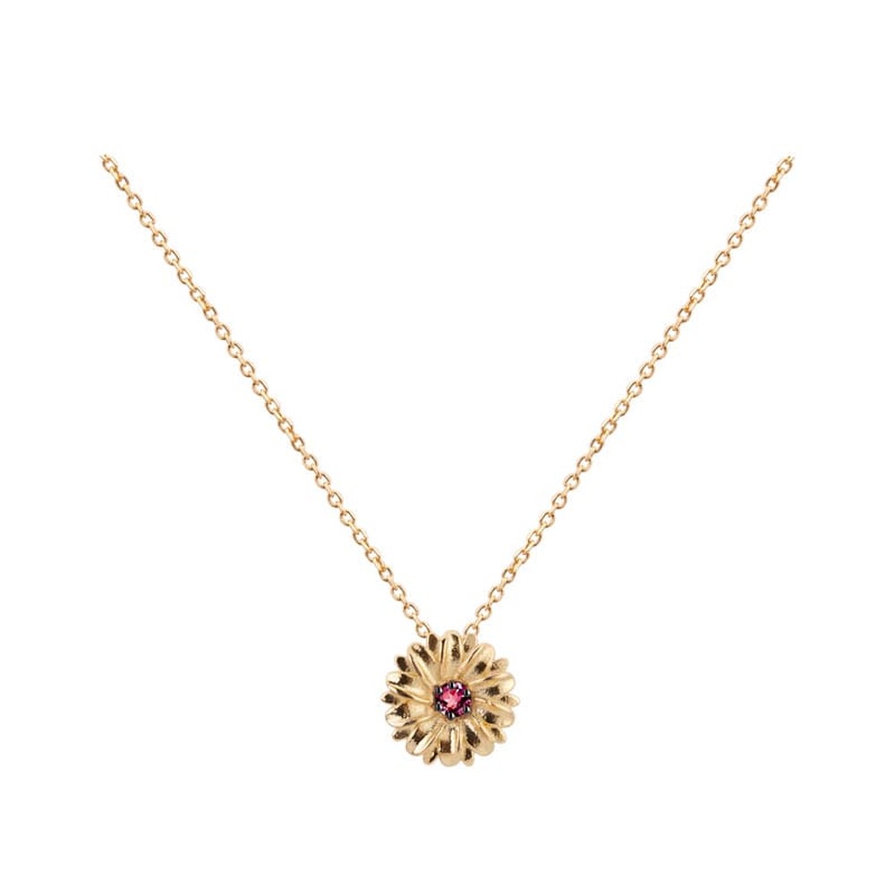 Colar Girassol Turmalina Rosa Ouro 18k