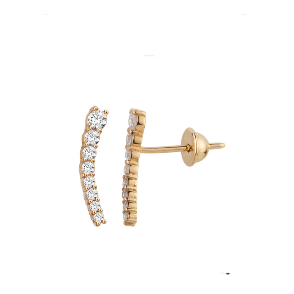 Brinco Ear Cuff Diamante Ouro 18k