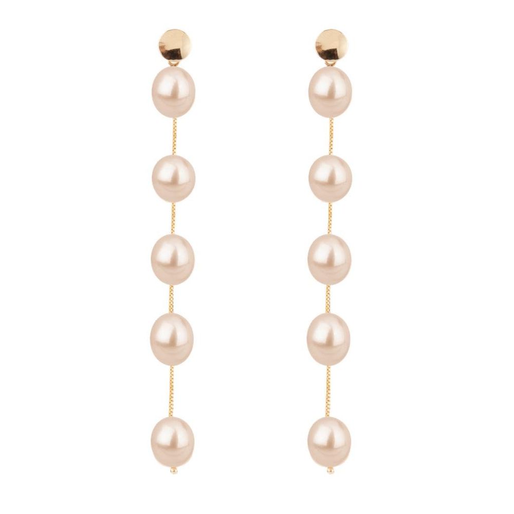 Brinco com Pérola Rosa em Ouro 18k
