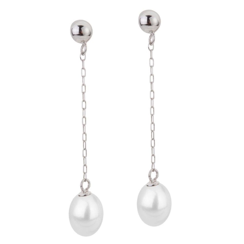 Brinco Pérola Ouro Branco 18k