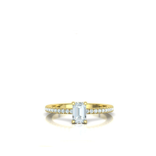 Anel Coleção Florescer Baguete Ouro 18k Moissanite