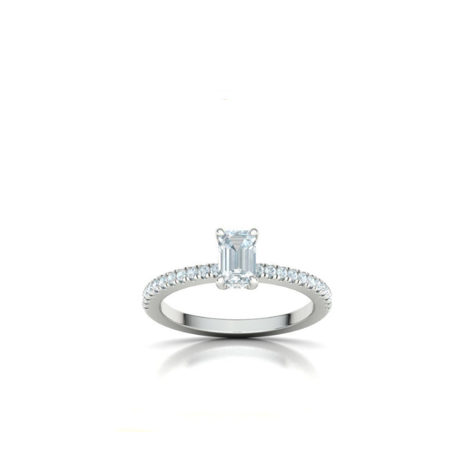 Anel Coleção Florescer Baguete Ouro 18k Moissanite