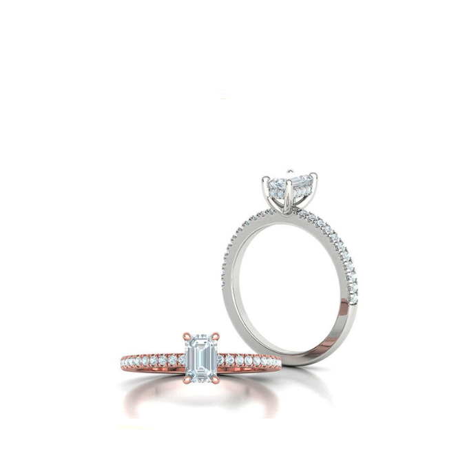 Anel Coleção Florescer Baguete Ouro 18k Moissanite
