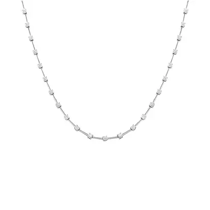Colar Riviera Prata com Ródio 3mm Moissanite 42cm