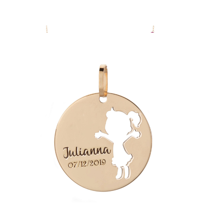 Pingente Personalizado Menina Ouro 18k