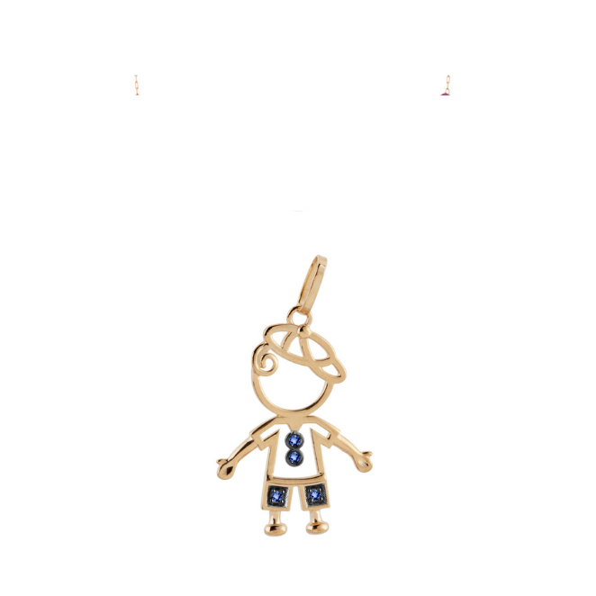 Pingente Menino Safira Azul Ouro 18kr