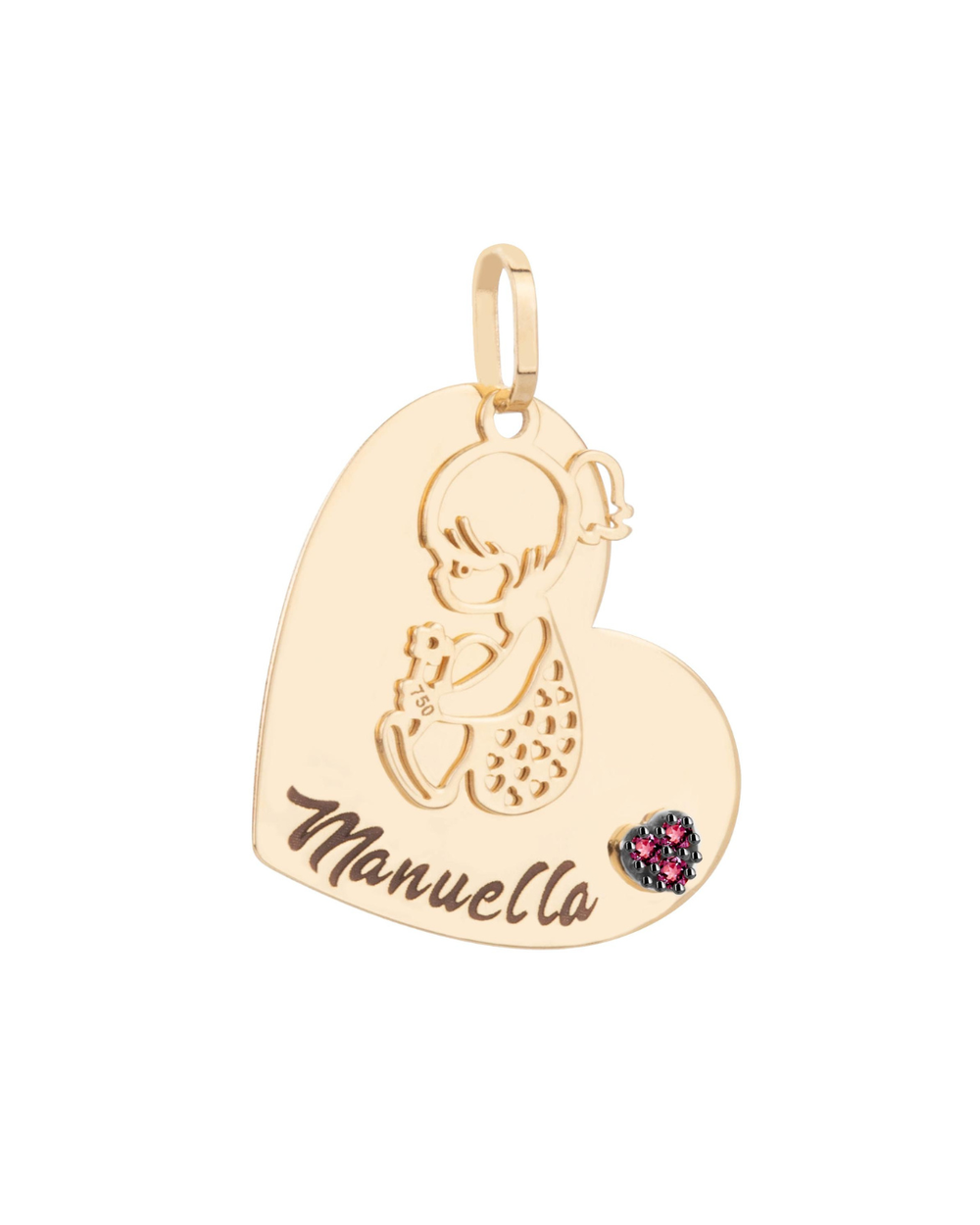 Pingente Coração Personalizado Menina Ouro 18k