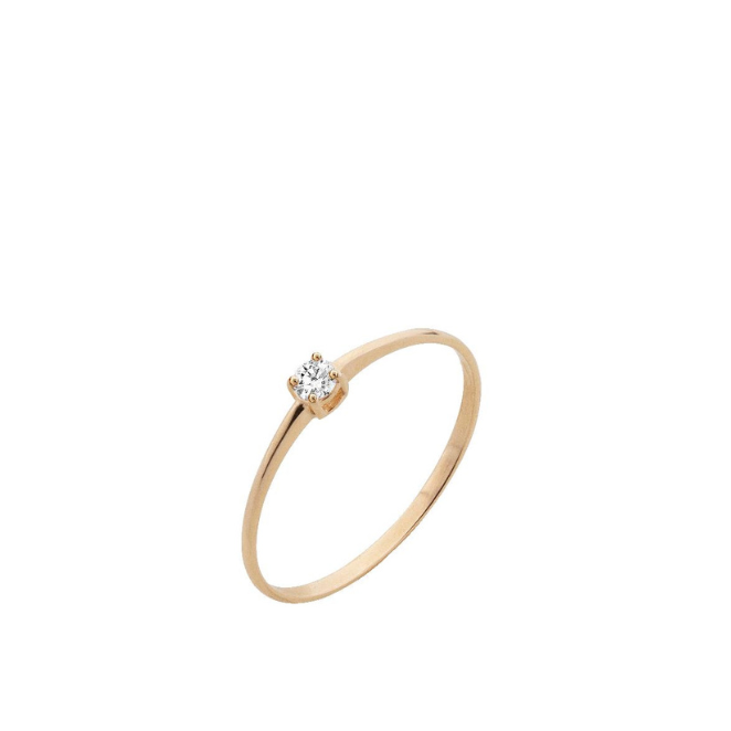 Anel Solitário Coleção Slim Ouro 18k