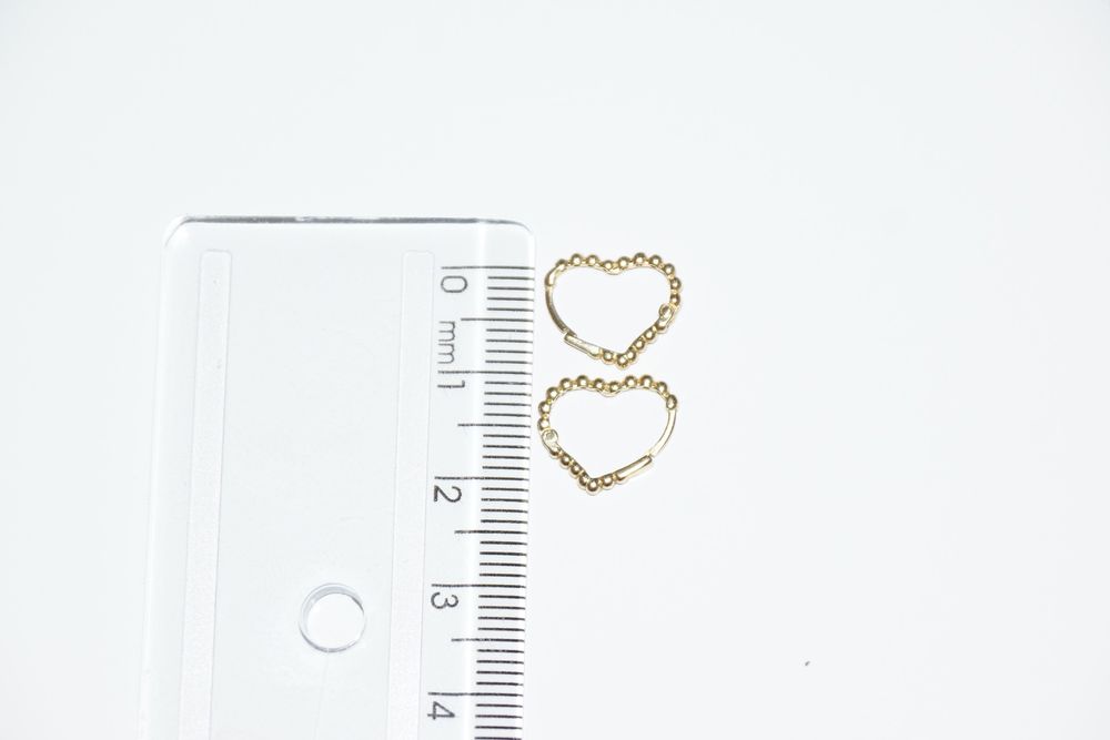 Brinco Argolinha Coração de Bolinha Ouro 18k
