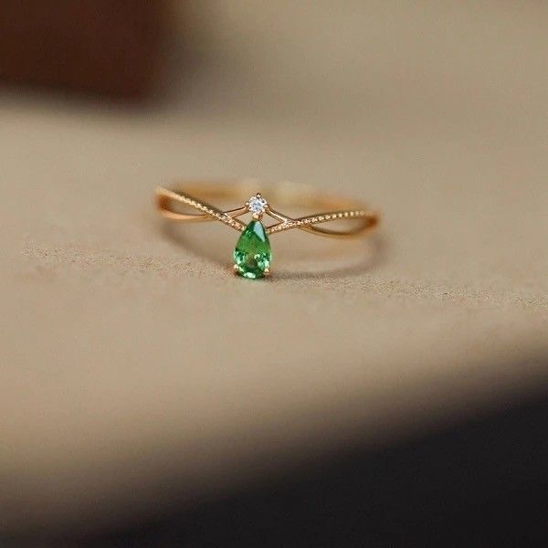 Anel Orvalho Dourado Ouro 18k