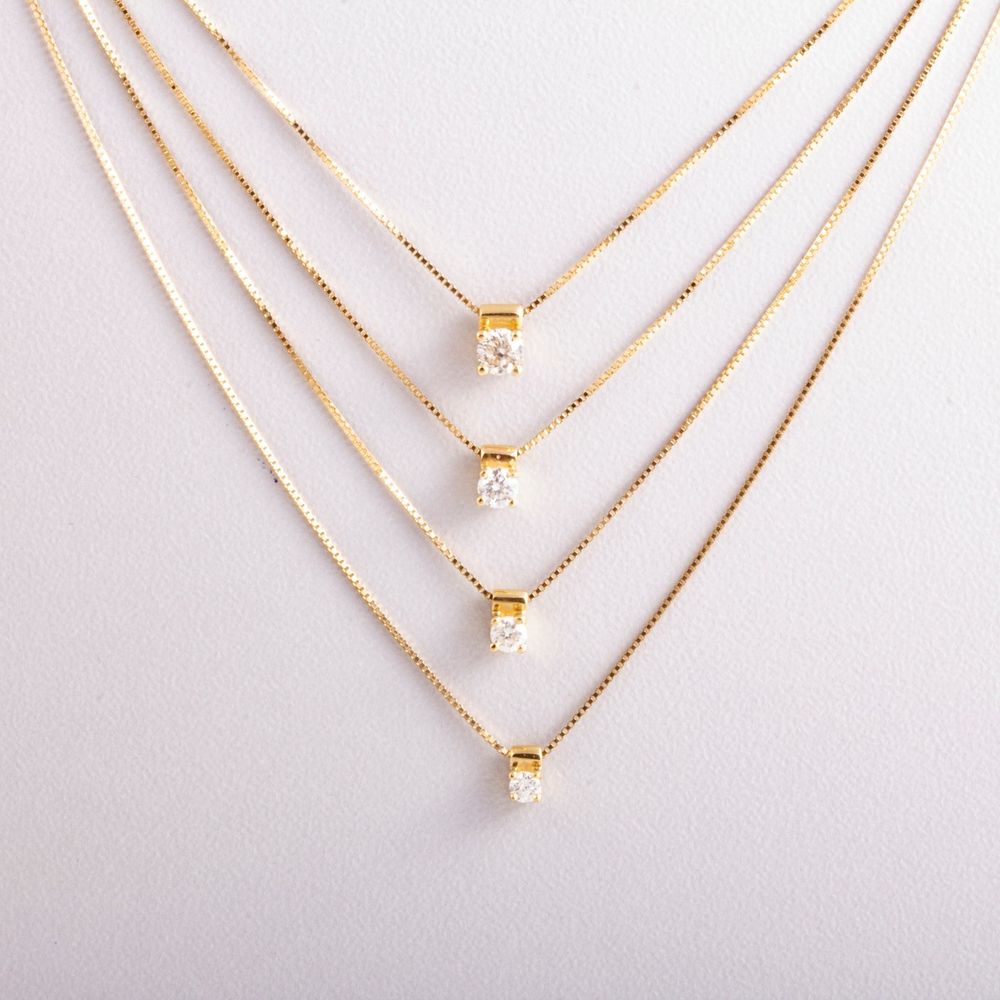 Colar Ponto de Luz Ouro 18k - Moissanite
