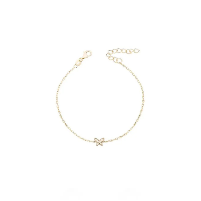 Pulseira Borboleta Prata 925 com Banho de Ouro