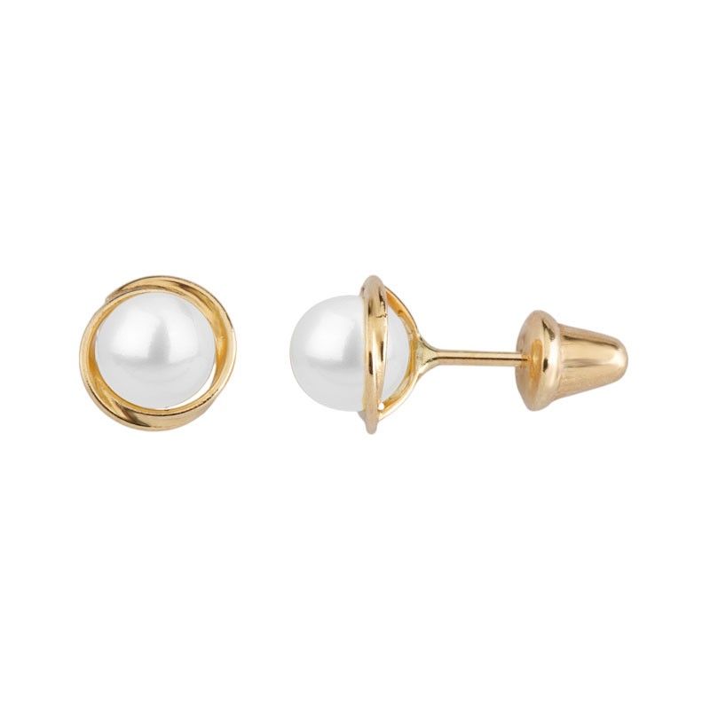 Brinco Rococo de Pérola 4mm