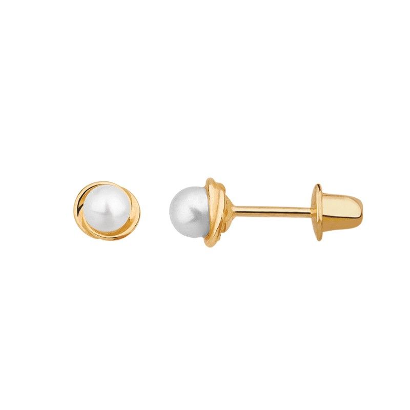 Brinco Rococo Pérola 18k 3mm
