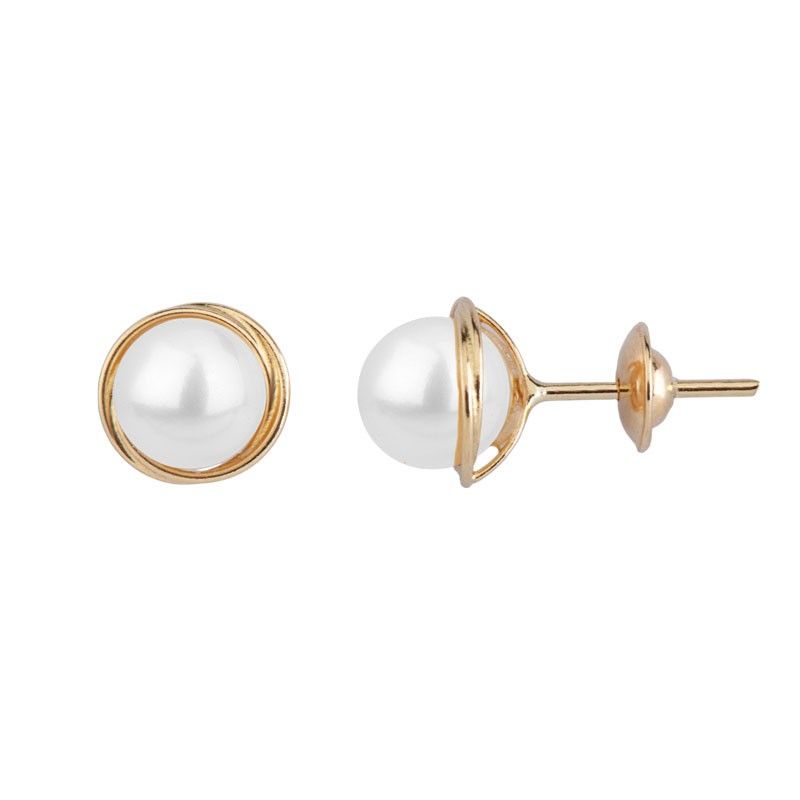 Brinco Rococo de Pérola Ouro 18k 5mm