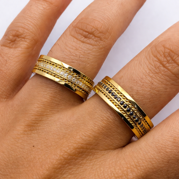 Aliança Pétala Dupla Ouro 18k