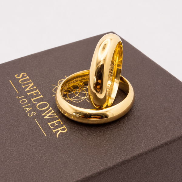 Aliança Coleção Semi Bambolê Tradicional Ouro 18k- 5mm