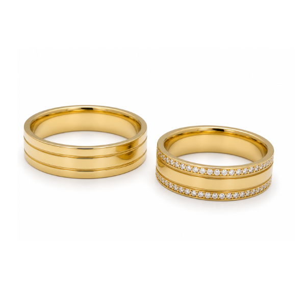 Aliança Coleção Frésia Amarela Ouro 18k