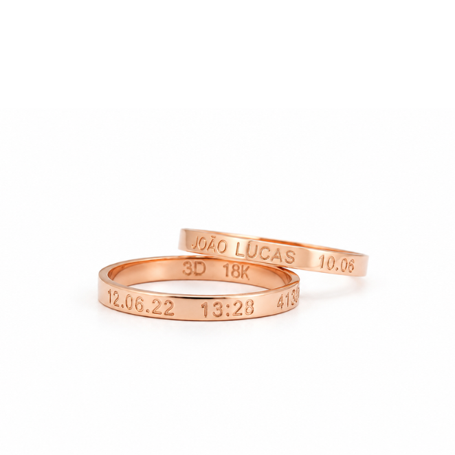 Aliança História Ouro 18k-3mm