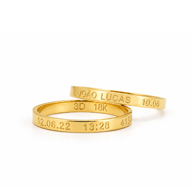 Aliança História Ouro 18k-3mm
