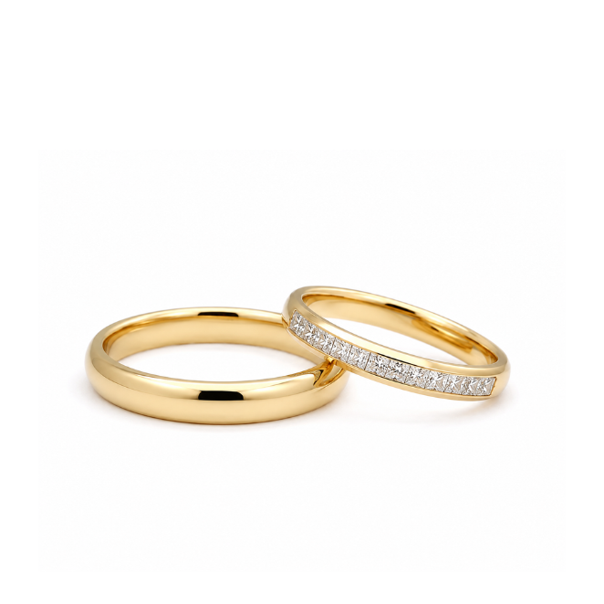 Aliança Aurora Carré Ouro 18k 