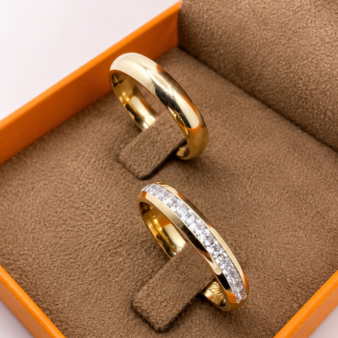 Aliança Aurora Carré Ouro 18k 