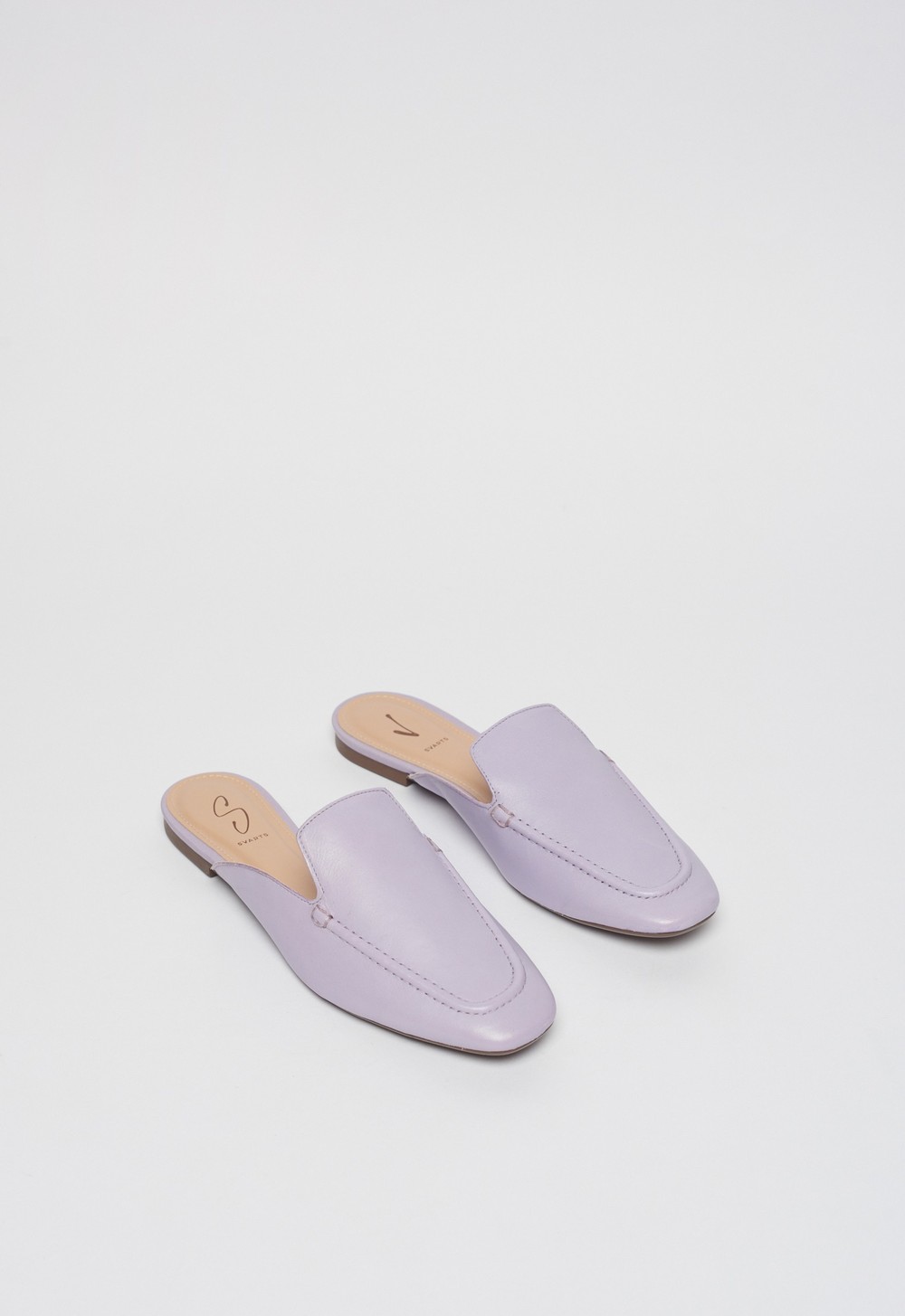 Mule Couro Flat Lilas