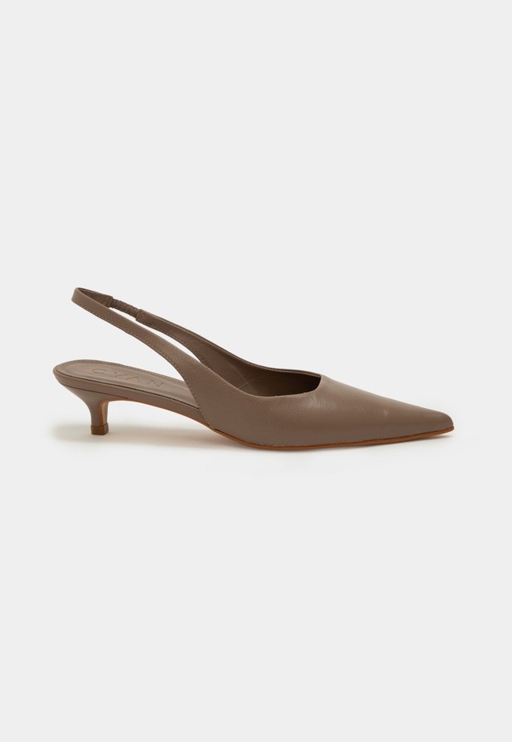 Scarpin Slingback Couro Cinza Queimado Salto Fino