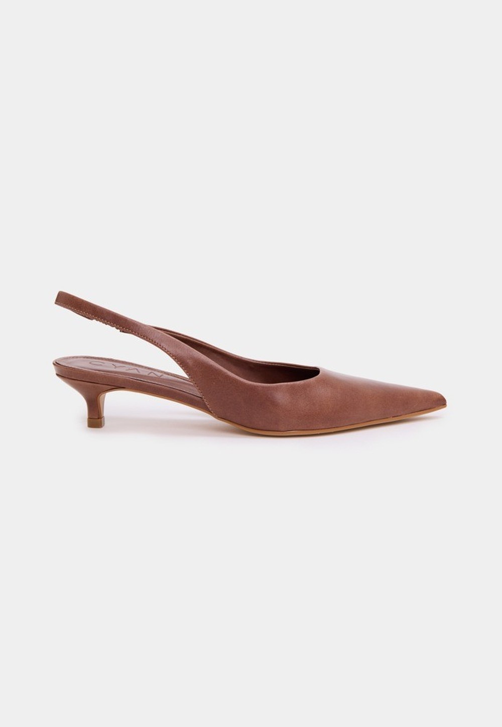 Scarpin Slingback Couro Marrom Estonado Salto Fino