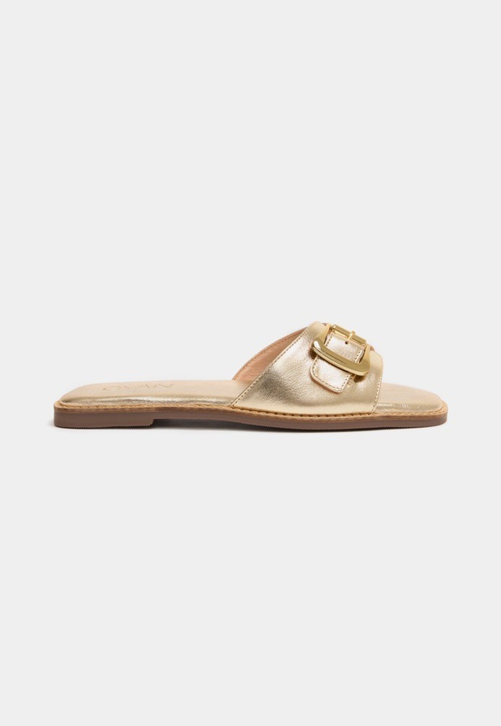 Flat Fivela Couro Ouro Light