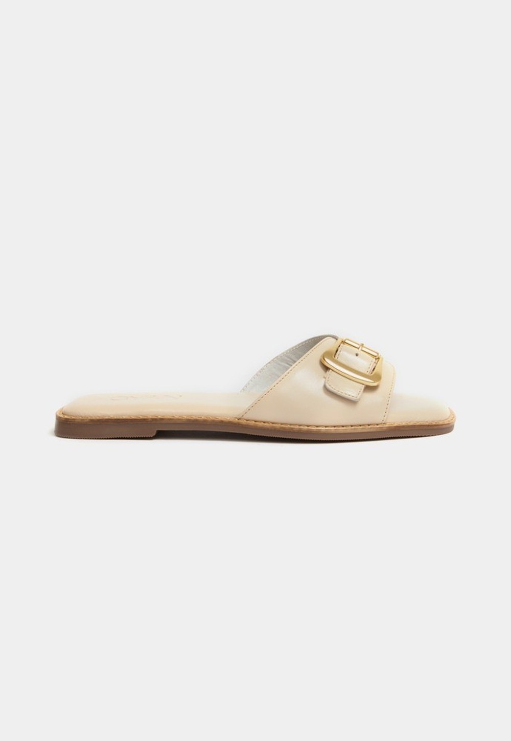 Flat Fivela Couro Off White