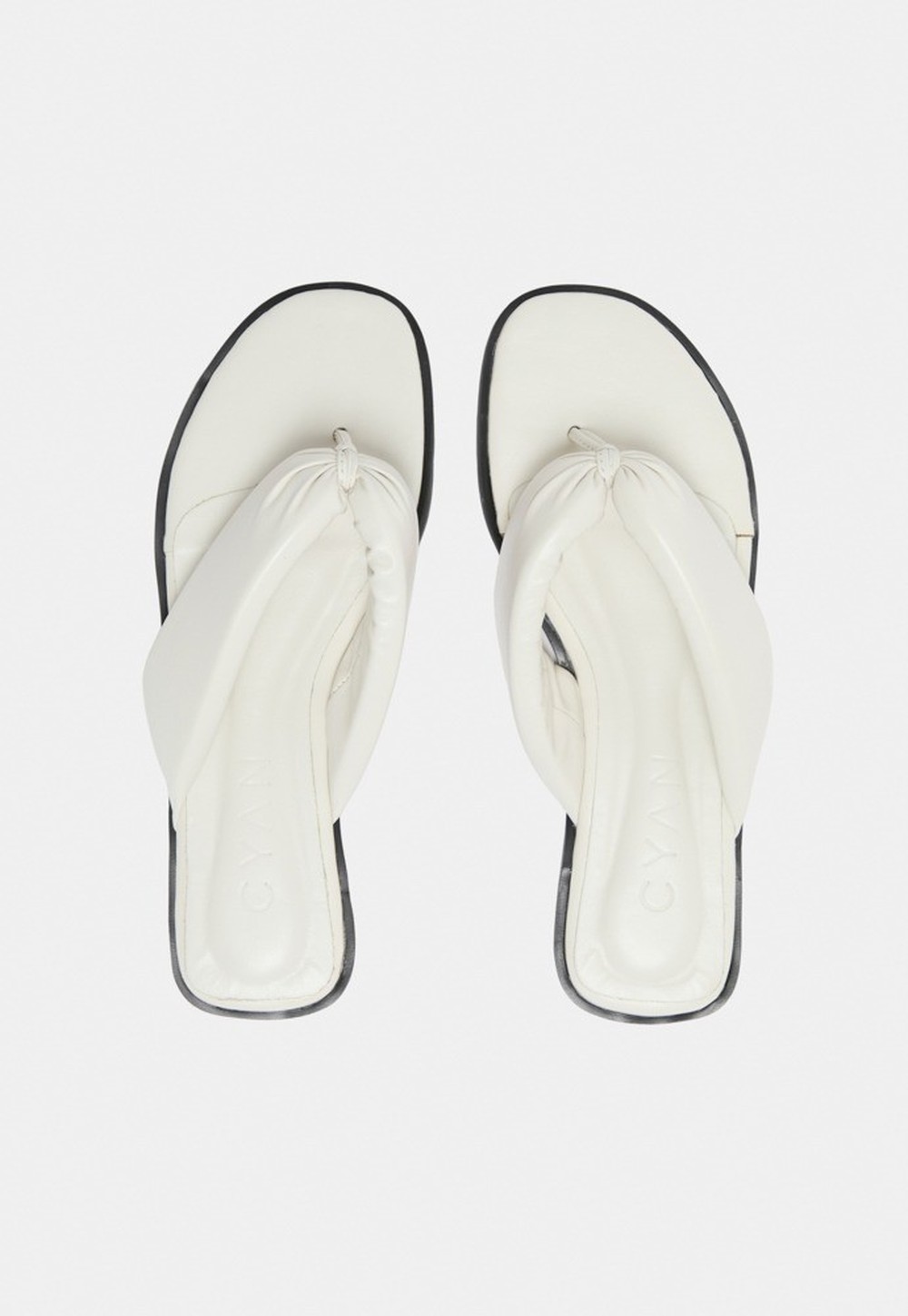 Flat Flip Flop Couro Off White