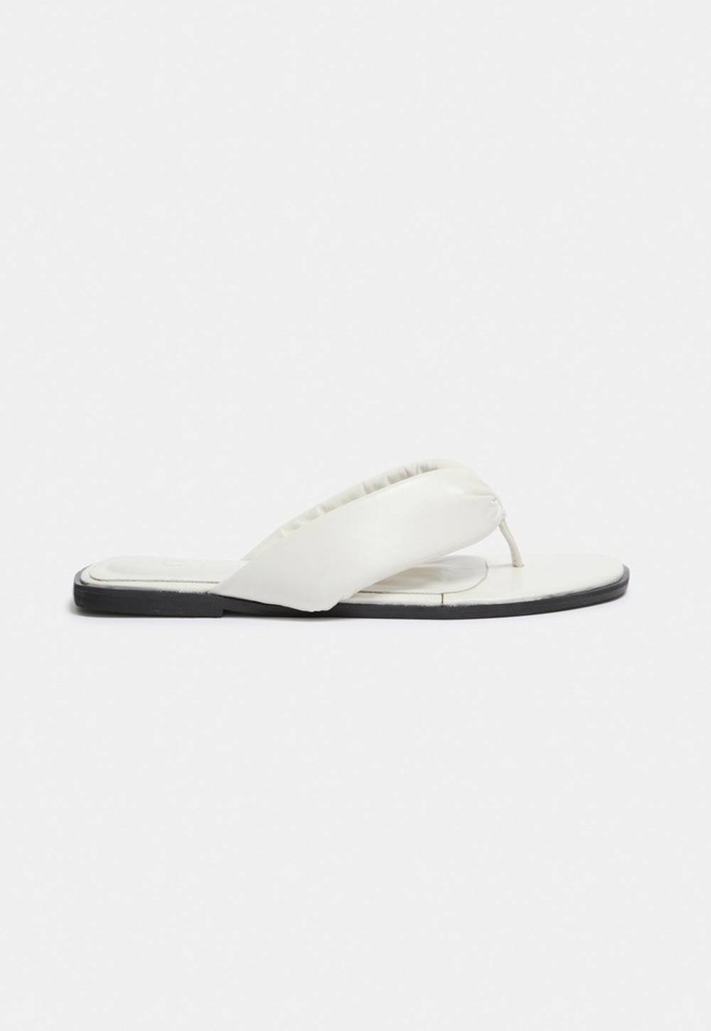 Flat Flip Flop Couro Off White